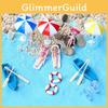 Vibrant Mini Beach Ornament Featuring Colorful Beach Umbrella And Boat For Creative Decor