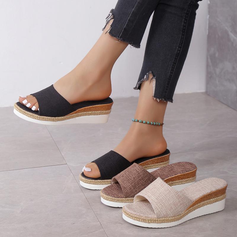 New Women Sandals Low Heels Wedge Shoes Summer Zapatos Mujer Peep Toe Platform Ladies Slippers Sandalias De Mujer Verano