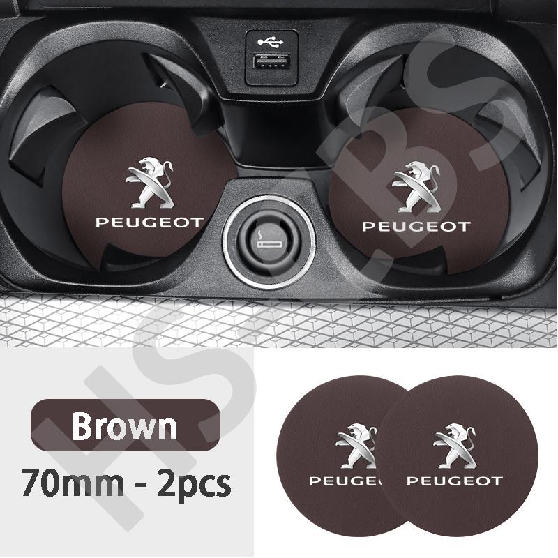 2Pcs Car Emblem Coaster Water Anti Slip Pad Stickers Waterproof Accessories For Peugeot 208 308 408 207 206 107 301 508 5008 307