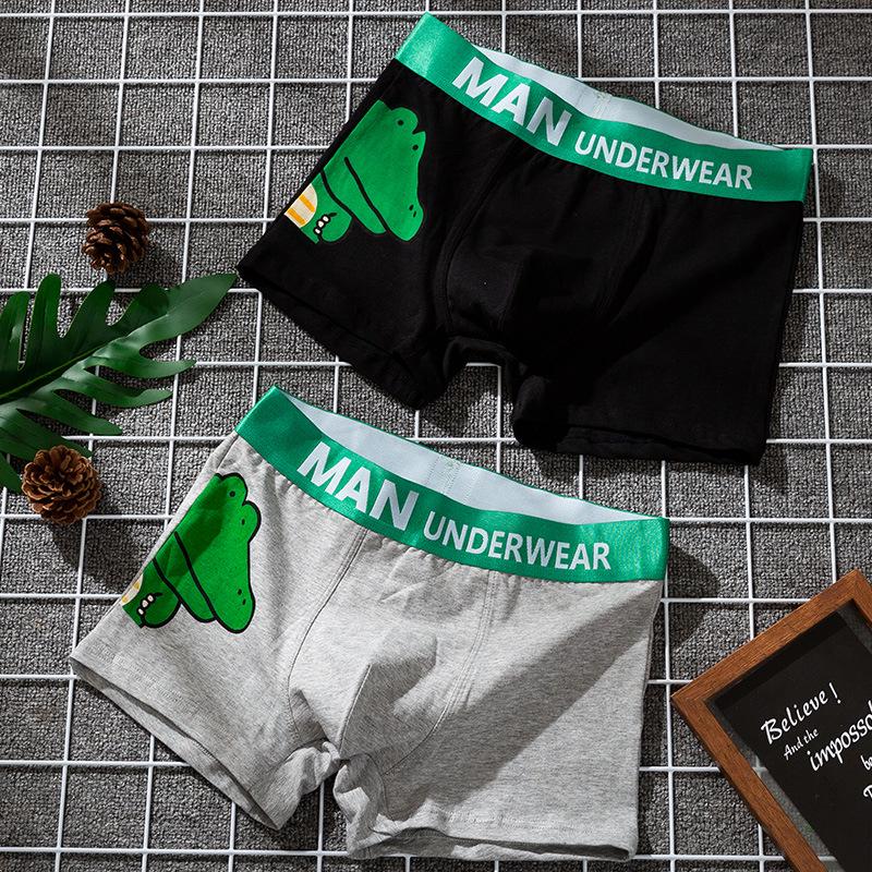 Мужские удобные хлопковые боксеры-брифы с мультяшным принтом крокодила