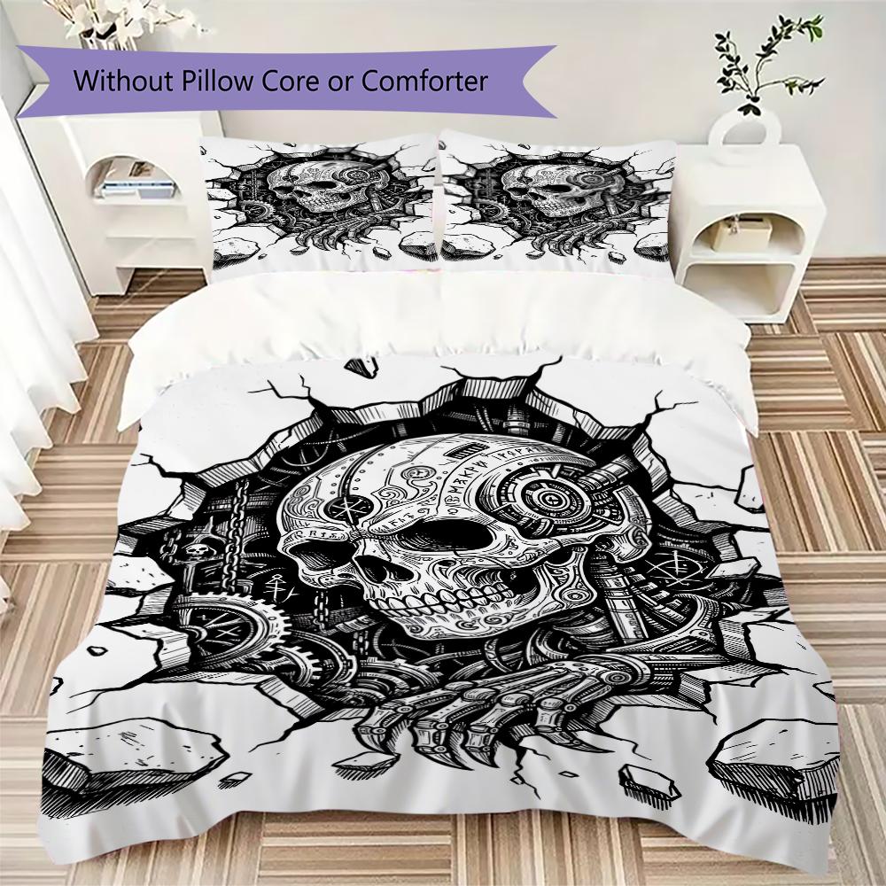 Black and white broken Pattern Bedding uilt Set uilt Cover Pillowcase Home Decoration Birthday Gift (1 * duvet cover + 2 * pillowcase without core)