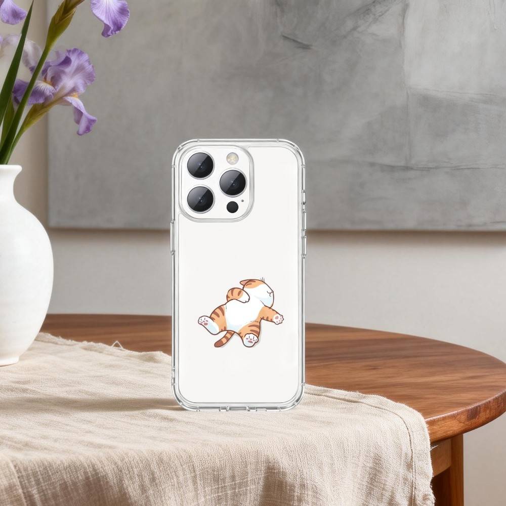 Мультяшный кот Мяу Чехол для телефона для iPhone 17 16 15 14 13 12 11 Mini Pro Max Plus Прозрачная крышка