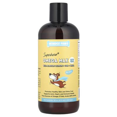 Superhero® Омега Макс 3X, Дикий Аляскинский Лосось + Треска + Криль, Для Собак, Все Возрасты, 473 мл (16 унций)