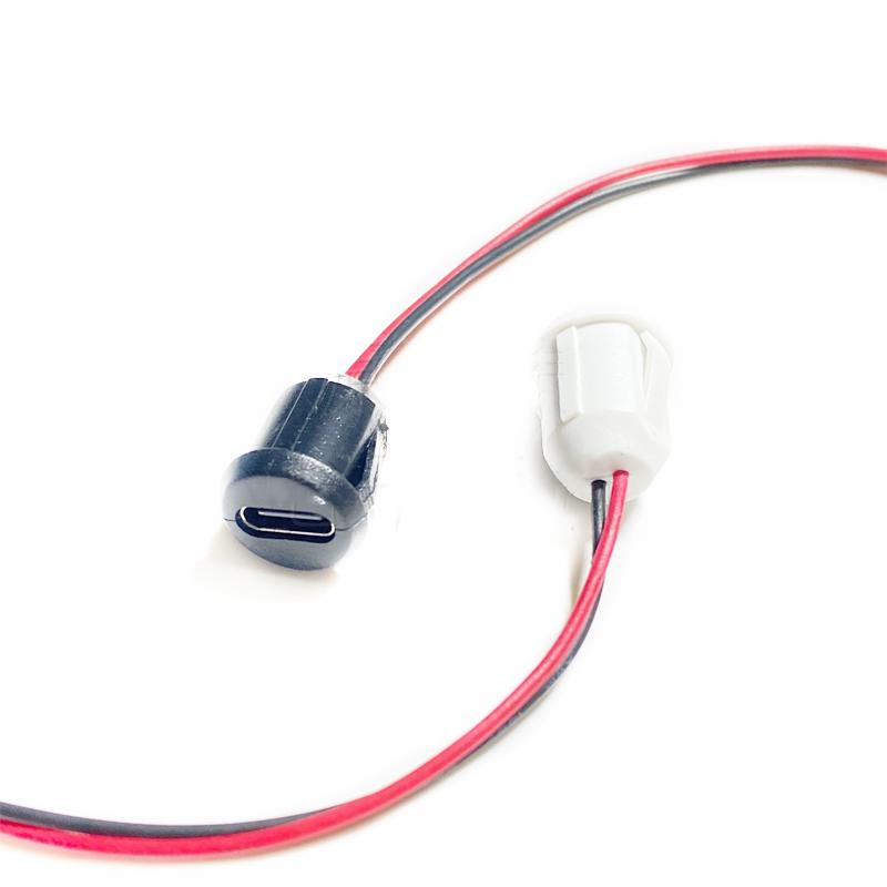 USB-C 2-контактная розетка для зарядки высоким током, панель, водонепроницаемый female-разъем USB Type C