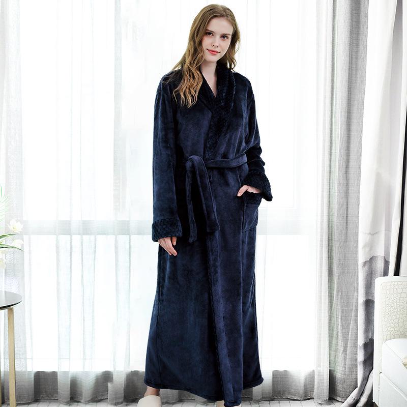 Женский и мужской теплый банный халат из бархата кораллового цвета с несколькими рукавами, зимний утолщенный фланелевый теплый халат-кимоно для невесты