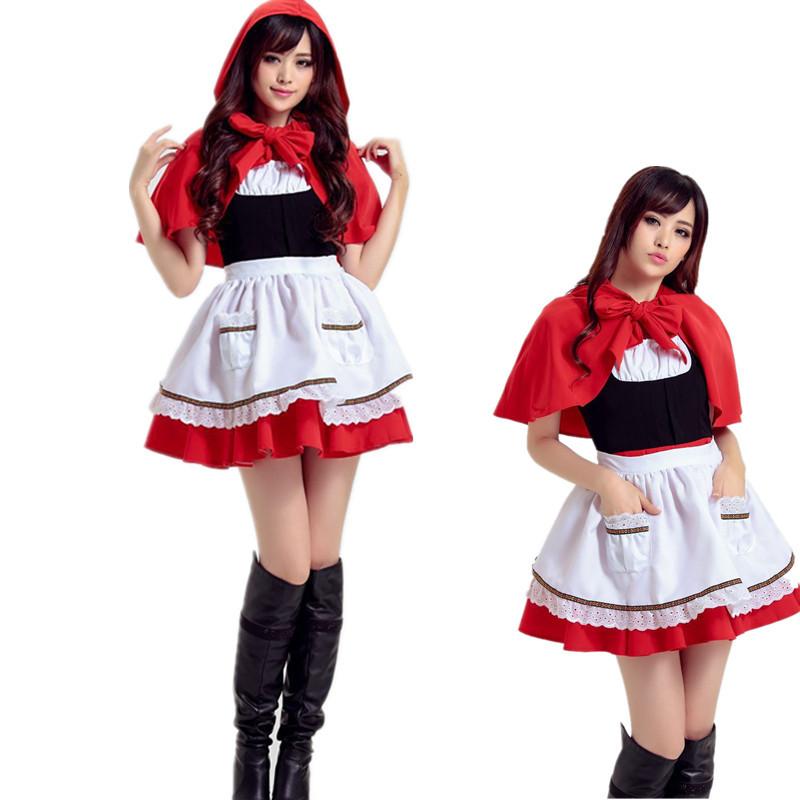 Halloween Red Riding Hood Costume for Women Anime Party Cosplay Maid Outfit Fancy Dress Uniform