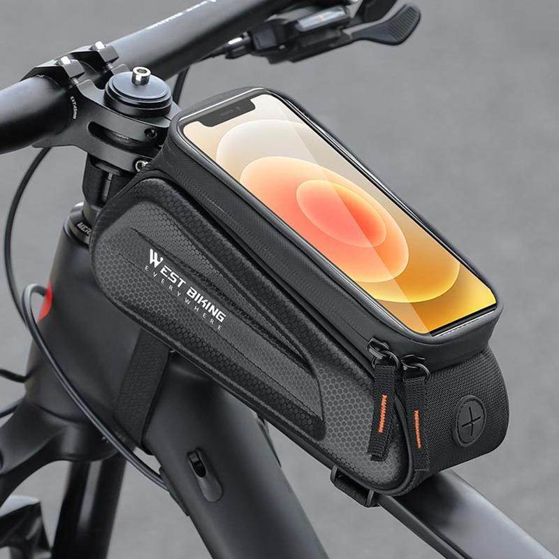 Сумка для телефона с сенсорным экраном West Biking 7,0 дюйма, светоотражающая сумка для верхней трубы велосипеда, водоотталкивающая сумка для передней рамы из прочного материала Eva