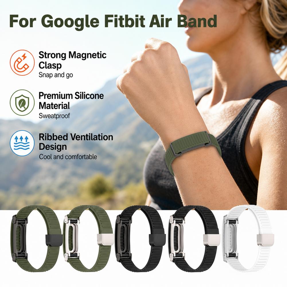 Для Google Fitbit Air Силиконовый ремешок Браслет Высокая эластичность Магнитная застежка Силиконовый ремешок Запасная часть для беговых часов