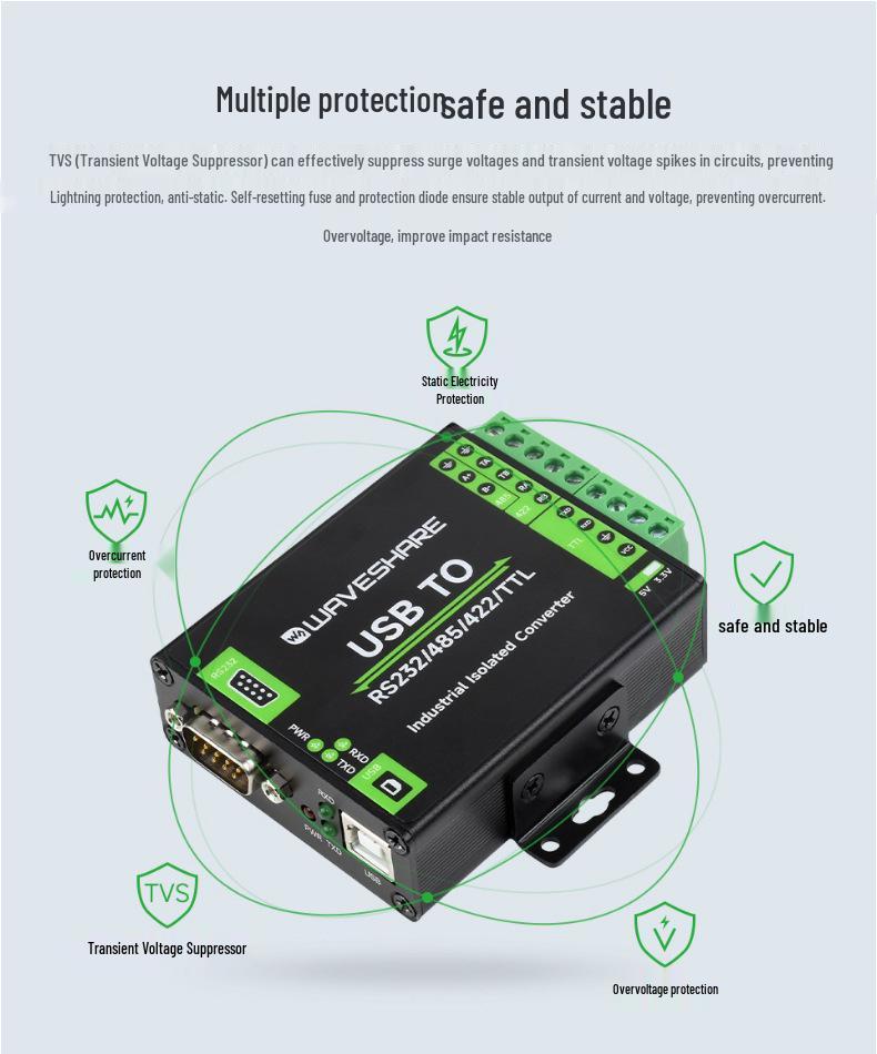 Weixue FT232RNL Industrial-Grade USB to RS232/485/422/TTL Isolated Serial Converter