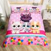 Радужные пододеяльники с котами для детей, подростков, девочек, размера «Queen», легкое покрывало, декор комнаты, кавайный радужный омбре с котами, постельный комплект