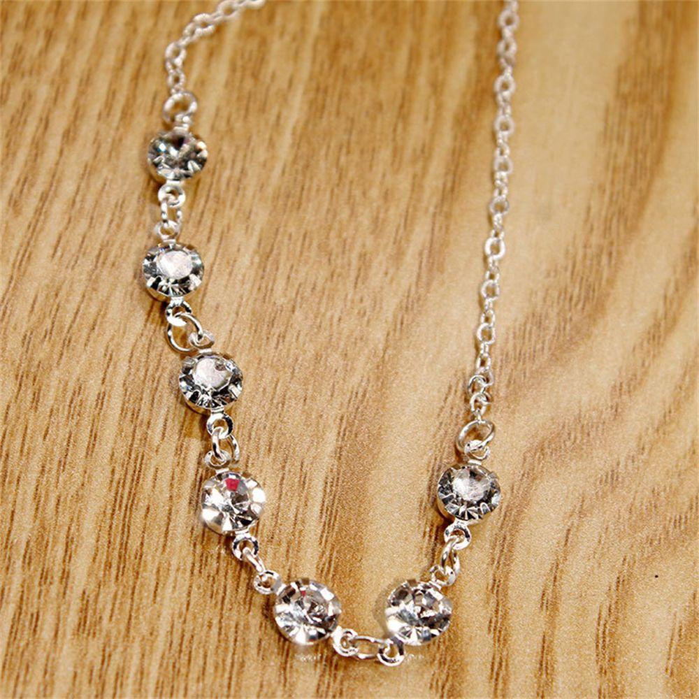 Silver Adjustable Summer Beach Jewelry Birthday Gift Barefoot Sandal Rhinestone Anklets Foot Chains