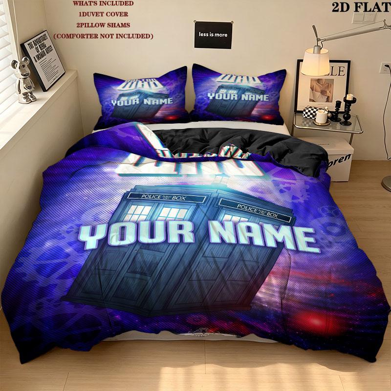 Custom Doctor Who Bedding Quilt Set Quilt Cover Pillowcase Home Decoration Birthday Gift (1 * duvet cover + 2 * pillowcase, without core)