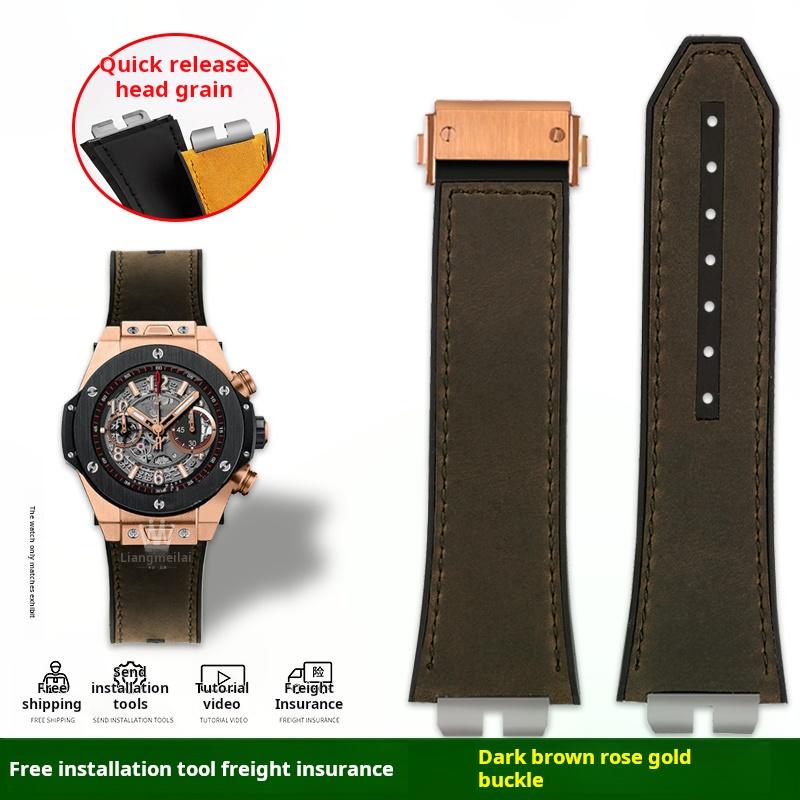 27x18 мм Ремешок с быстрой застежкой для HUBLOT Hublot Серии BIG BANG 411 421 Мужской из нержавеющей стали Металлический шарнир Кожаный Резиновый Ремешок для часов