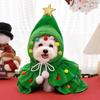 Christmas Pet Outfit Red/Green Pet Cloak with Star And Pom Poms Puppy