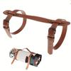 Leather Picnic Blanket Strap Brown Color for Outdoors Leather Metal Picnic Mat Strap Blanket Strap
