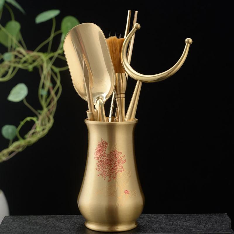 Brass Tea Ceremony Tools Set Six Gentlemen Gongfu Brewing Chinese Style Accessories