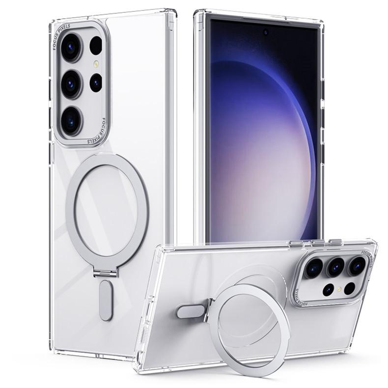 Подходит для Samsung S23 Новый Магнитный Кронштейн Защитный Чехол S25ultra Поддерживает Магнитную Беспроводную Зарядку Чехол для Мобильного Телефона