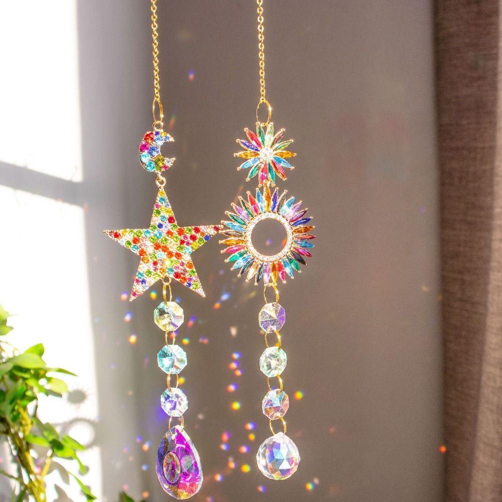 DIY Gardening Sun Catcher Shiny Crystal Wind Chime Colorful Hanging Catcher Ornaments Window