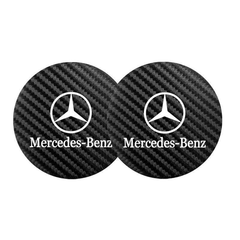 2Pcs Car Coasters Water Cup Mats Waterproof Slot Pads For Mercedes Benz AMG W203 W204 W205 W209 W210 W211 W212 W176 BL1