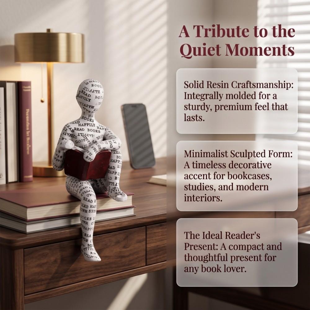 Small Footprint for Shelf Placement Resin Reading Person Bookshelf Ornament