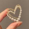 Women Brooch Faux Pearl Rhinestone Decor Heart Shape Stainless Anti-slip Wear-resistant Coat Collar Hat Scarf Decoration Clothes Pin Garment Jewelry