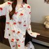 Women's Spring Pajamas Homewear Set for Girls Students Polka Dot Cute Cartoon Long-Sleeved Comfortable Pajamas Homewear Set