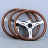 JDM 14inch 358mm Copy Wood Steering Wheel Black Silver Spoke JDM Universal Classic Sports Steering Wheel