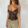 Women's Summer Lace Camisole Low-cut See-through V-neck Tank Tops