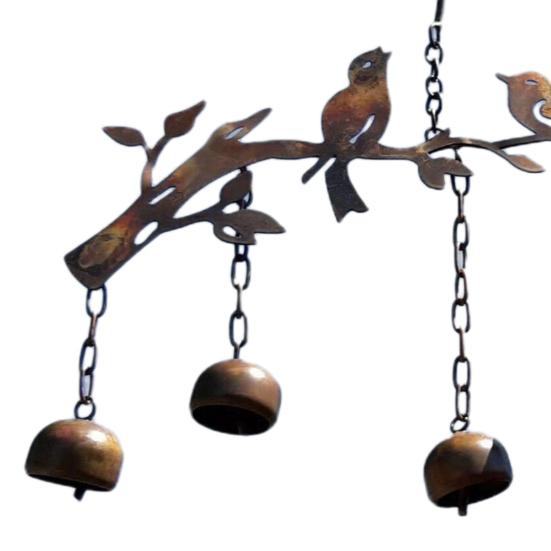 Perching Bird Hanging Wind Chime Weather-proof Vintage Metal Wind Bell