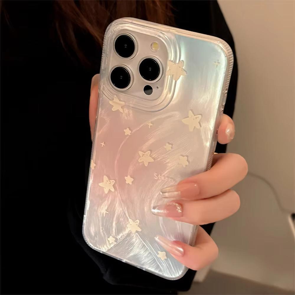 Модный Лазерный Градиентный Чехол-Звезда Для iPhone 17 16 15 14 13 12 11 Pro Max Plus 16E 17 Air XS Max X XR Задняя Крышка
