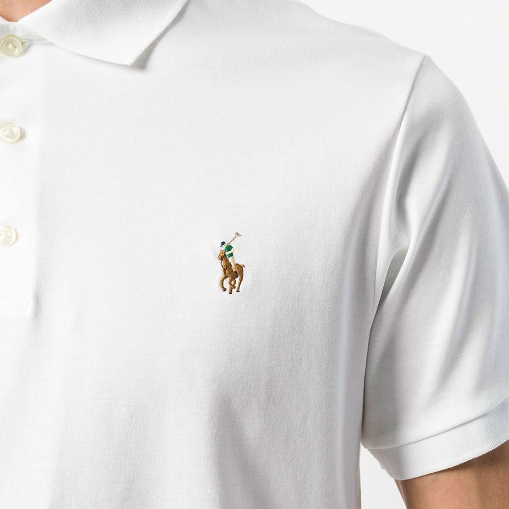 Polo Ralph Lauren SS22 Логотип Вышитый Однотонный Короткий Рукав Поло Рубашка Мужская Топы Белый 710685514-001