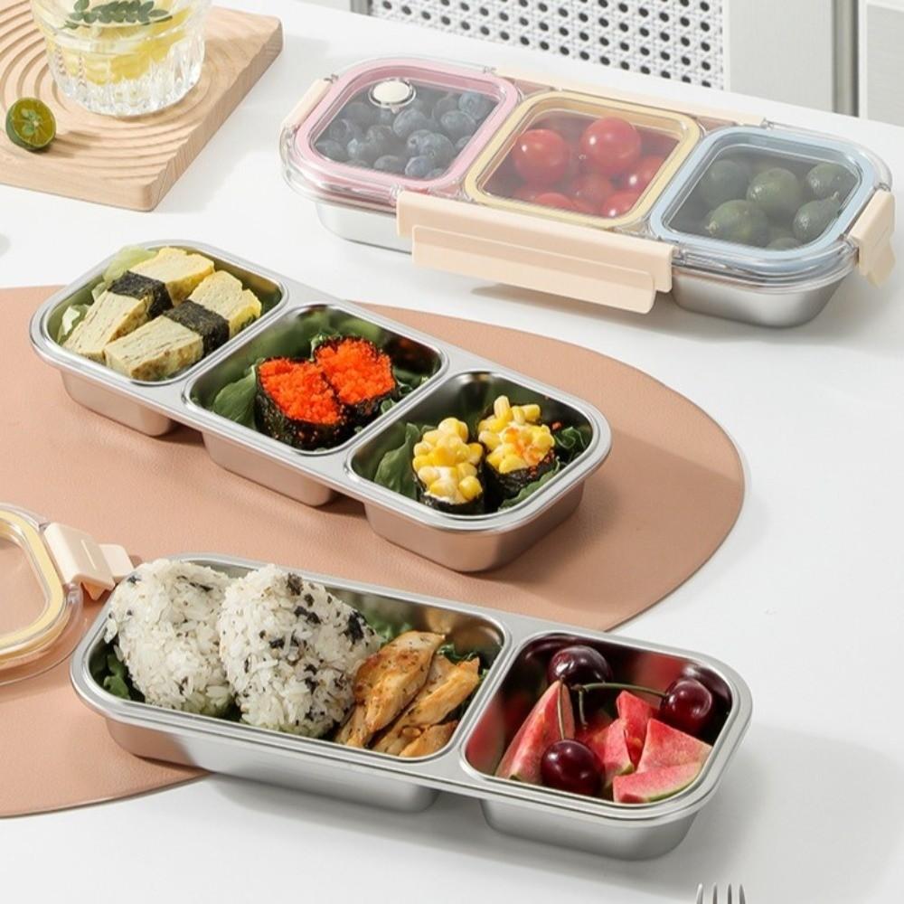 Thermal Insulation Bento Box 304 Stainless Steel Food Container Divided Lunch Box For Meal Prep