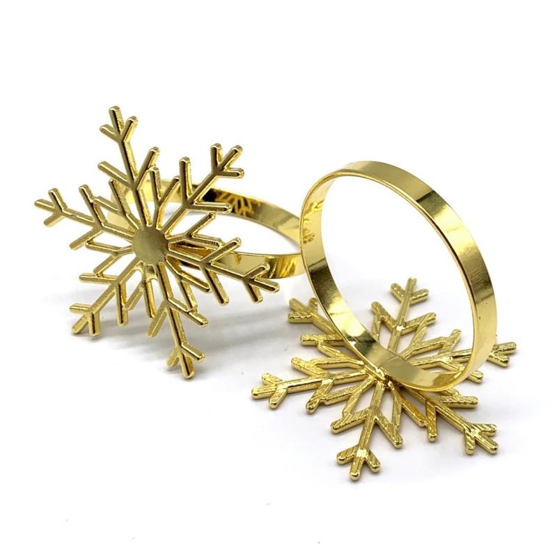 Рождественское кольцо для салфеток со снежинкой в ​​отеле, пряжка для салфеток в виде дерева, кольцо для салфеток из серебряного сплава, тканевое кольцо для рта