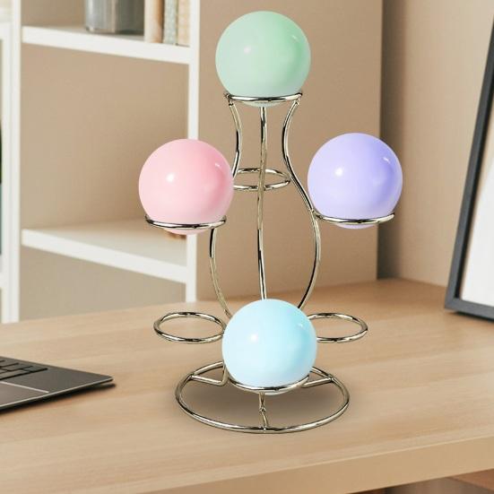 Sphere Metal Display Stand 7 Faux Crystal Ball Decorative Glass Fortune Ball Globe Stone Show Holder Organizer Rack Home Office Desktop Decoration