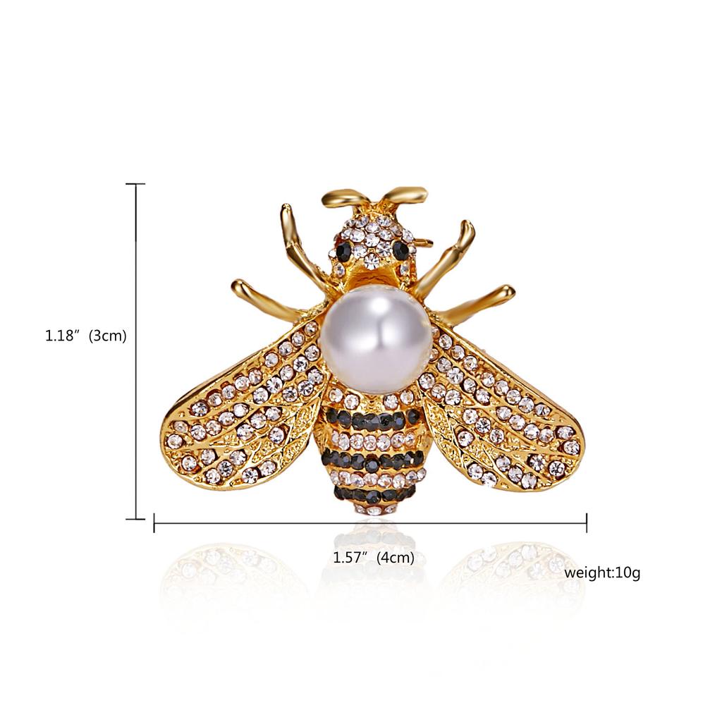 Rinhoo Delicate Little Bee Brooch Crystal Rhinestone Insect Ant Flying Bee Animal Honeybee Enamel Pins Broach Needle Badge Gifts