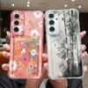Чехол для телефона с ярким цветочным узором для Samsung Galaxy S26 S24 S23 Ultra S22 Plus S25 Edge S21 S25 FE Прозрачный с карманом для карт Кошелек Обложка