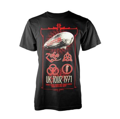 Led Zeppelin Uk Tour 71 Ly Черная футболка унисекс Classic Rock 1971
