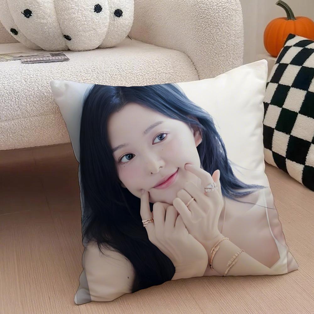 Talented Korean Beautiful Actress KKim Ji Won Cushion Cover Throw Pillow Cover Hidden Button Durable Polyester Chair Cushion