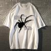 2025 Spring And Summer New Trendy American Hip-hop Retro Short-sleeved Loose Casual Spider Print T-shirt Men's Large Size S-3XL