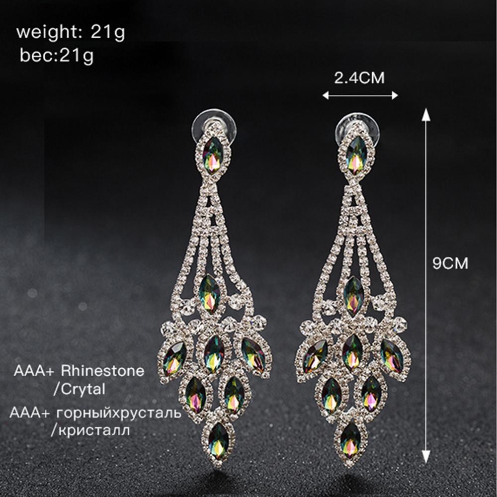 Юбилейные Блестящие Разноцветные Серьги-Капли Воды Свадебная Вечеринка Изысканные Украшения Женские Длинные Висячие Серьги AVE