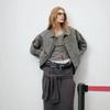 Mens 2026 Retro Japanese-Style Oversized Canvas Jacket With Multiple Pockets Notched Collar Zipper Front Casual