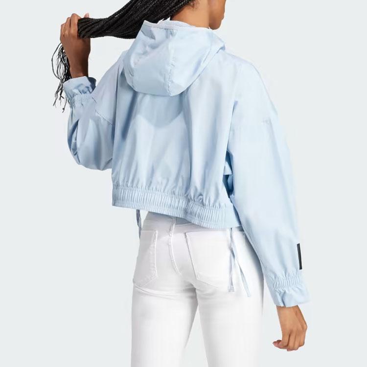 Adidas Городской отдых Толстовка с капюшоном на молнии с капюшоном для женщин светло-голубой HZ2875