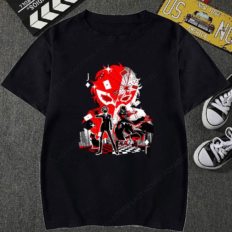 Футболки Persona 3 4 5 JOKER Игровая футболка Видеоигры P5ona Графические футболки Игорь Таро Морґана Изанаги Харадзюку Полиэстеровая футболка