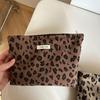 Corduroy Retro Leopard Pattern Makeup Bag Lipstick Cosmetic Organizer Zipper Bag Travel Washing and Storage Bag for Women