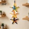Maritime Inspired Home Accessories Lighted Wooden Fish Starfish Wall Decor, Beachy Decor with Warm LEDs, Rustic Wood Hanging Ornaments Coastal