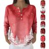 Women's Fashion Long Sleeve Christmas Snowflake Print Top Elegant Casual Top
