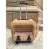 Portable Cat Carriers Stylish Pet Rolling Suitcase Large Capacity Woven Pet Travel Breathable Trolley Box for Cats & Small Dogs