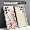 Чехол INS с цветочным узором для Samsung Galaxy S26 S25 Ultra S24 Plus S23 S22 Ultra Магнитный для Magsafe Жидкий силиконовый чехол