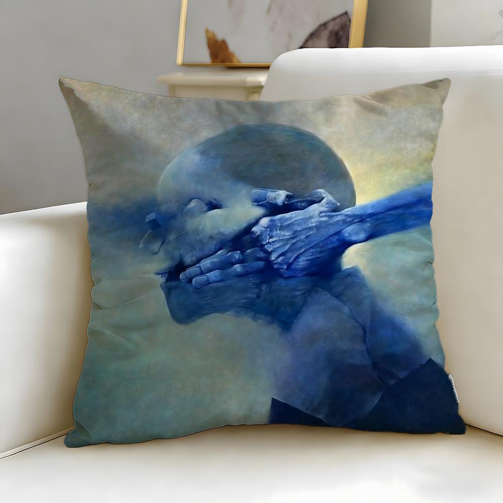 Stylish Zzdzislaw Beksinskiable Cushion Cover Soft EasyWash Pillow Case Versatile for Couch Bed Travel and Office
