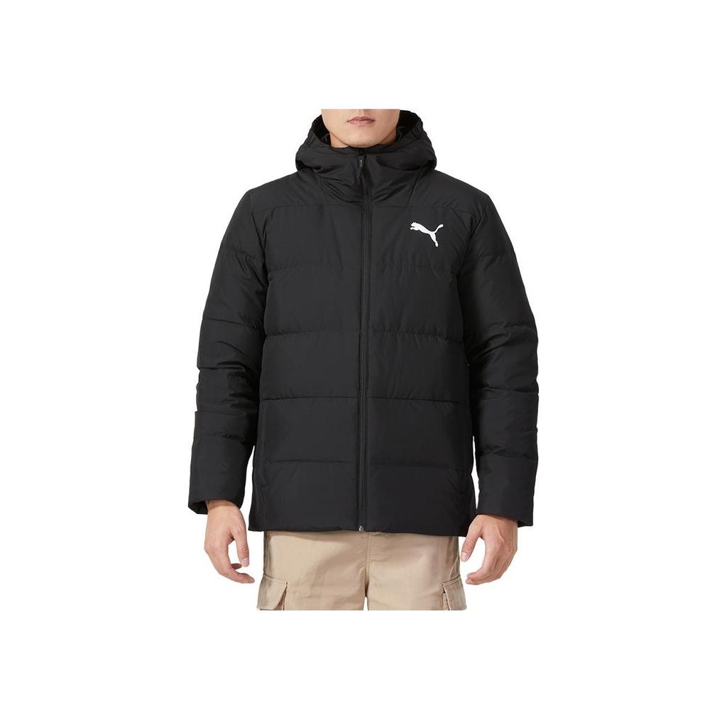Puma Однотонная ветрозащитная спортивная теплая повседневная куртка-пуховик для мужчин, черная 625737-01